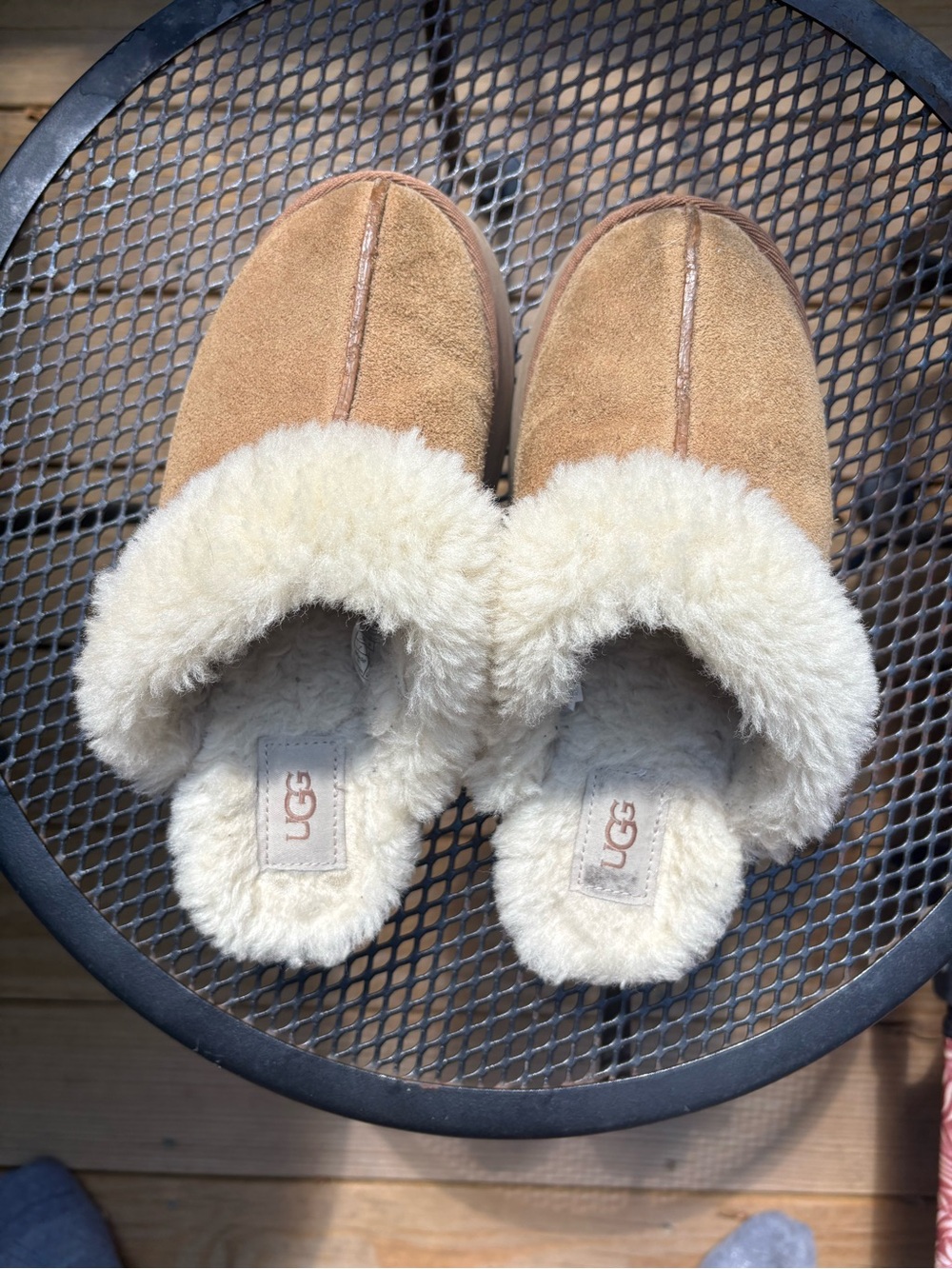 UGG Chestnut Suede Shearling-Lined Mules